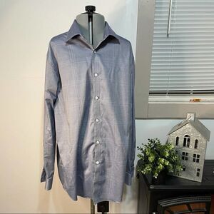 Michael Kors Blue Striped Button Up Mens Dress Shirt Neck size 16.5